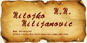 Milojko Milijanović vizit kartica